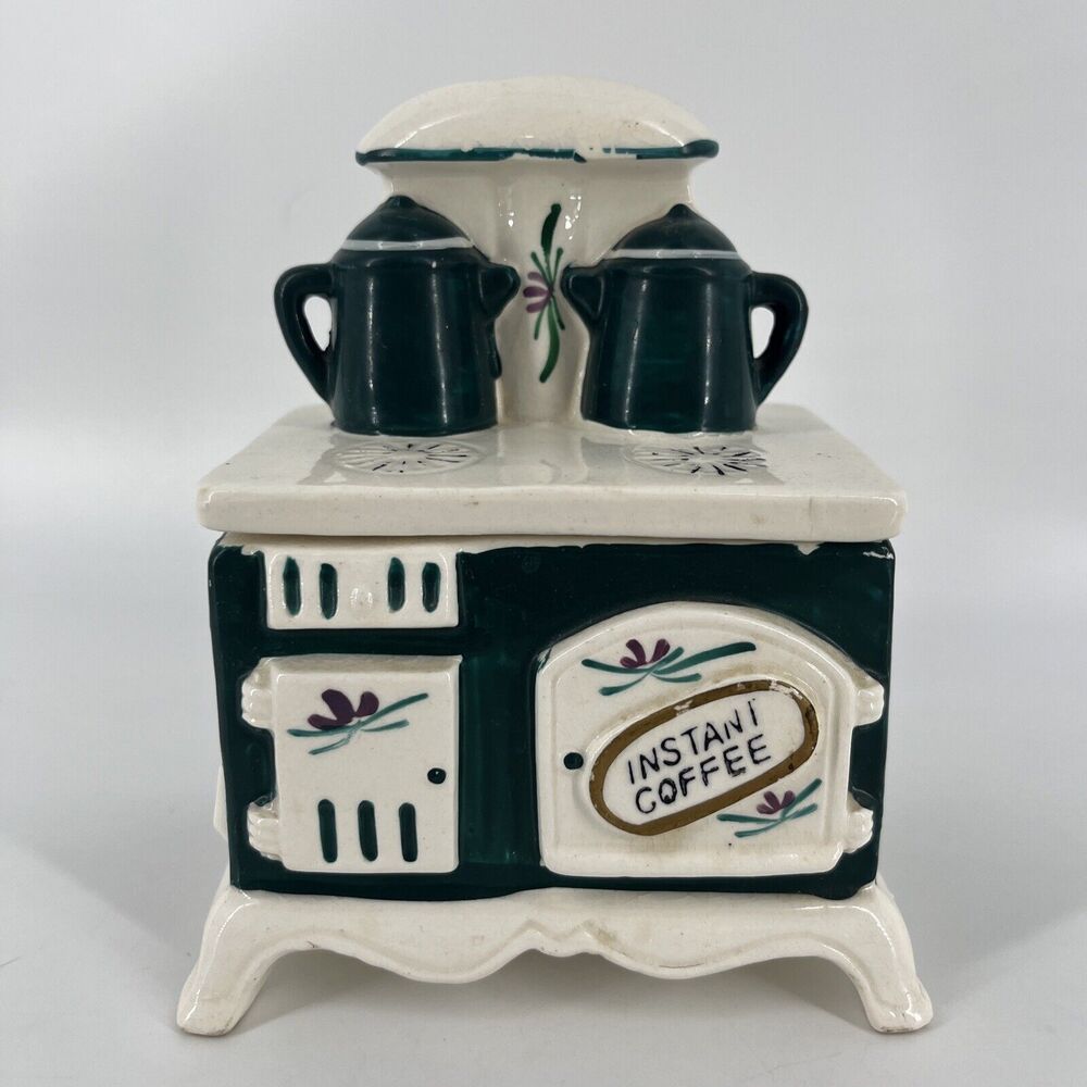 1960s Vintage Lego Japan Ceramic Instant Coffee Holder Mini Stove Blue/White